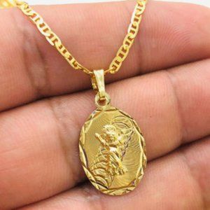 Dije del Divino Nino con Cadena Mariner Link 20" Gold F Divine Child Necklace